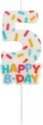 Geburtstagskerze Cozy Sprinkles Nummer 5 Mehrfarbiges Kerze 7cm Kinderspaß