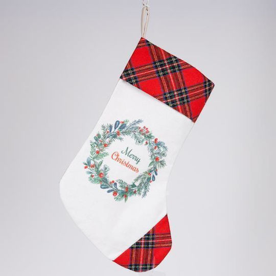 Christmas Decorative Polyester White Socks L35xW25xH22cm