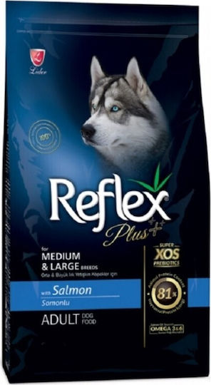 Reflex Plus 12kg Ξηρά Τροφή για Ενήλικους Σκύλους Μεσαίων & Μεγαλόσωμων Φυλών με Σολομό, Ρύζι, Κοτόπουλο και Ψάρια