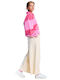 Women's Fabric Trousers Flared with Elastic Ecru