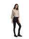 Women's Fabric Trousers with Elastic Slim Fit Black