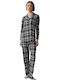 Minerva Winter Women's Cotton Pyjama Set Black