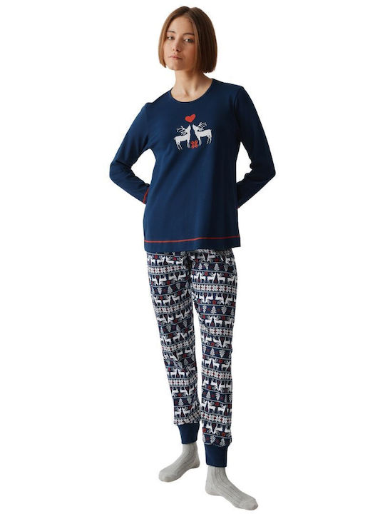 Minerva Winter Women's Pyjama Set Blue Marine