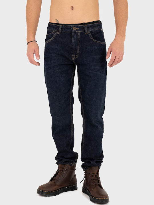 Carl Willo Ανδρικό Παντελόνι Τζιν Ελαστικό Loose Tapered Fit Mid Blue