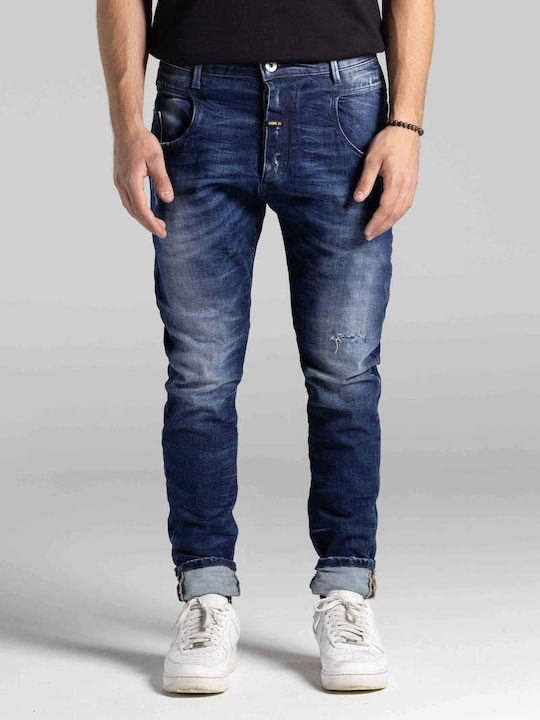 Men's Jeans Pants Elastic with Regular Fit Dark Blue