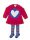 Girls Dress Fuchsia Long Sleeve Sweatshirt Set with Tights