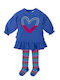 Girls Dress Sweatshirt Long Sleeve Set of 2 with Tights Blue