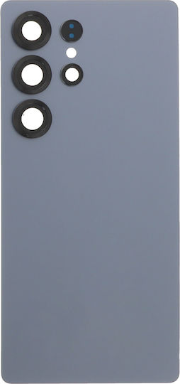 Battery Cover Battery Door + Battery Door Adhesive + Back Camera Lens Bezel Silver for Galaxy S25 Ultra