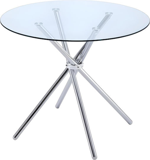 Rund Tisch Speisesaal Διάφανο/χρώμιο 120x120x74cm