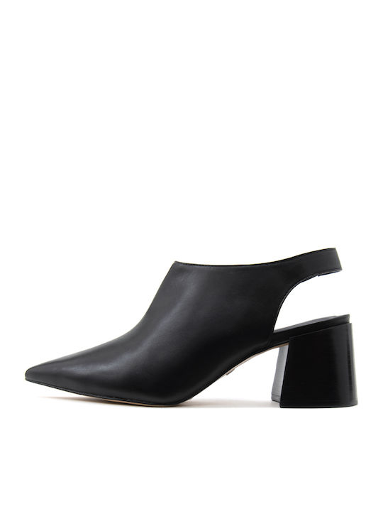 Leather Black High Heels with Strap