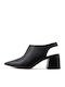 Leather Black High Heels with Strap