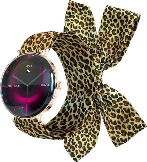 Forever SB-370 46mm Smartwatch με Παλμογράφο (Rose Gold - Leopard Print)