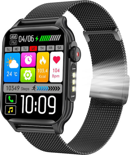 Microwear P6 Max Smartwatch με Παλμογράφο (Μαύρο)
