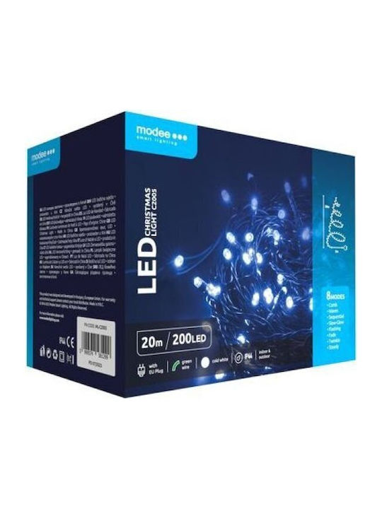 200 Λαμπάκια LED 20μ. Ψυχρό Λευκό σε Σειρά
