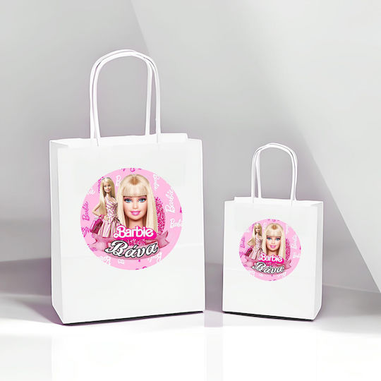 Balloon Χάρτινη Τσάντα για Δώρο με Θέμα "Barbie" Λευκή