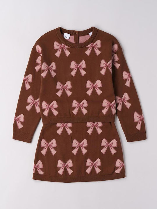 Kids' Set with Skirt Winter 2pcs Brown