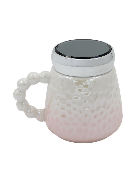 Keskor Mug Ceramic with Lid Pink 450ml