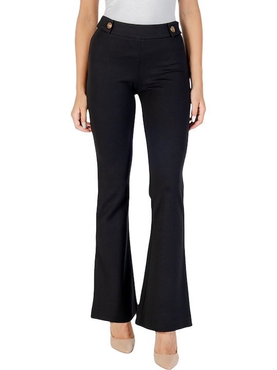 Women's Fabric Trousers Flared Black