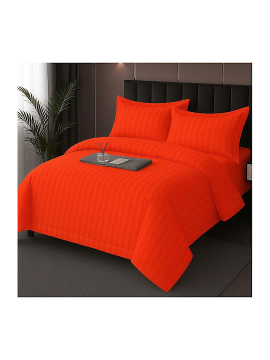 Pucioasa Set Husă de Pilotă Dublă cu 2 Fețe de Pernă & 1 Cearsaf 200x230 Intense Red