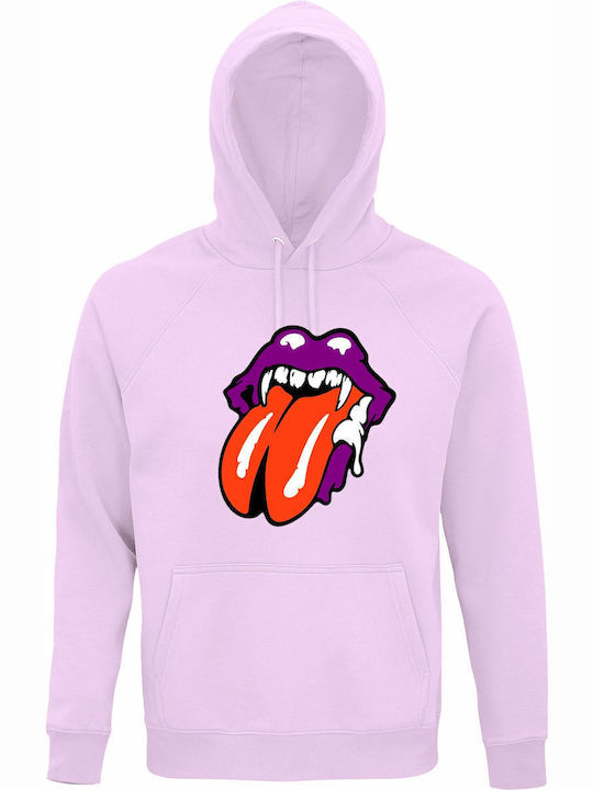 Unisex Organic Hoodie Rolling Stones Lips Horror Halloween Edition Creamy Pink