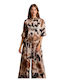 Nuri Damen Bluse Langärmelig Brown