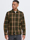 Long Sleeve Overshirt In Regular Fit Checked Khaki
