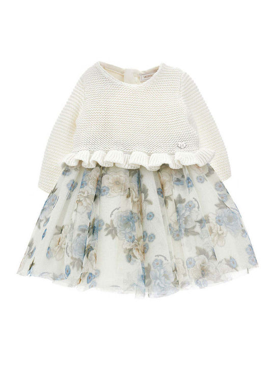 Dress Παιδικό Φόρεμα Μακρυμάνικο Τούλινο Floral Σετ με Μπλούζα Γαλάζιο