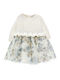 Dress Παιδικό Φόρεμα Μακρυμάνικο Τούλινο Floral Σετ με Μπλούζα Γαλάζιο