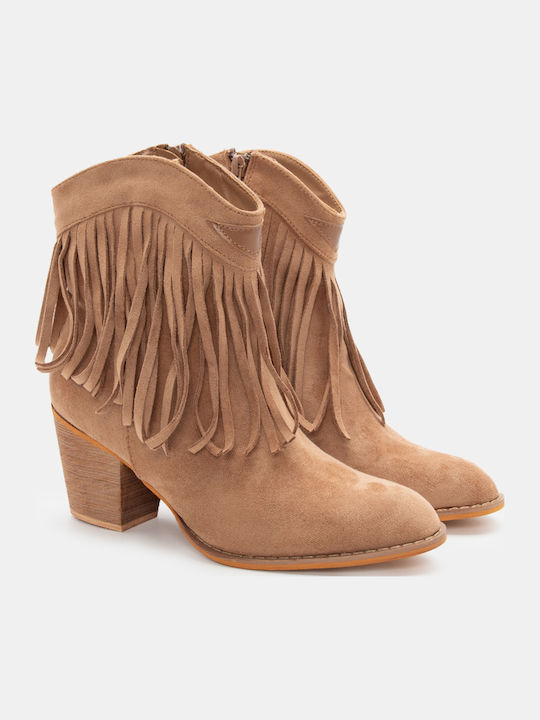 Luigi Leather Women's Cowboy Boots Beige