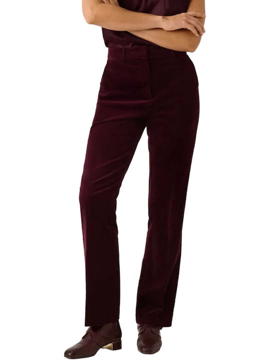 MORE & MORE Women's Fabric Trousers Straight Purple