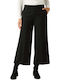 Women's Fabric Trousers Straight Line Black