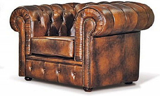Regent Πολυθρόνα από Γνήσιο Δέρμα Καφέ 110x86x75cm