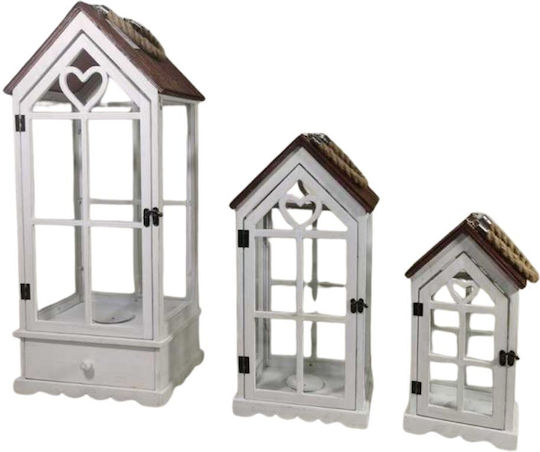Dream House Set Felinare Din Lemn Albe 3buc