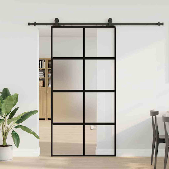 Vidaxl Set Ușă Glisantă Material Negru 102,5x205 Cm