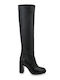 Leder Damenstiefel Über dem Knie Schwarz