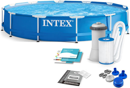 Intex Round Swimming Pool 6503L with Metallic Frame 366x76cm Light Blue