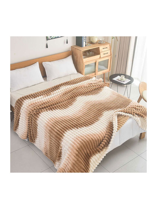 SpitiBazaar Decke Samt Übergröße 220x240cm Καφέ - Λευκό