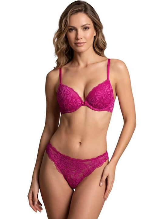 Lormar Spitzen Unterwäsche-Set für Damen BH mit Brasilien Fuchsie