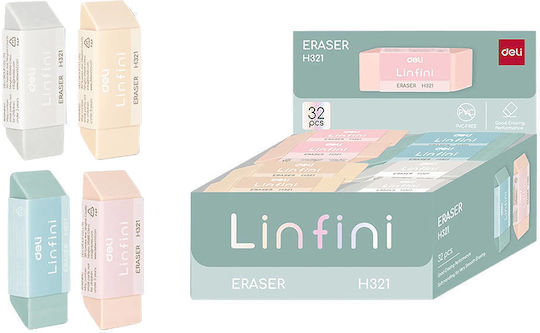 Eraser Pencil Deli Linfini Pastel 54x20x10.5mm H321 Random Colour Selection