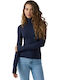Fimelle Women's Long Sleeve Turtleneck T-Shirt Blue Marine