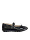 Kids Leather Ballerinas with Hoop & Loop Closure Black