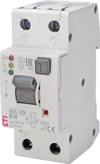 Диференциален Прекъсвач Rcbo 2p 16a 30ma 10ka Крива B Тип A Kzs-edi 002172406 Eti