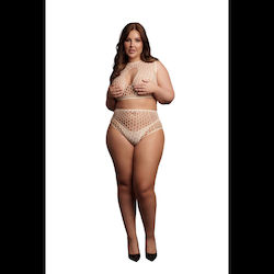 2 Piece Net Hole Bra Set – Queen Size Μπεζ