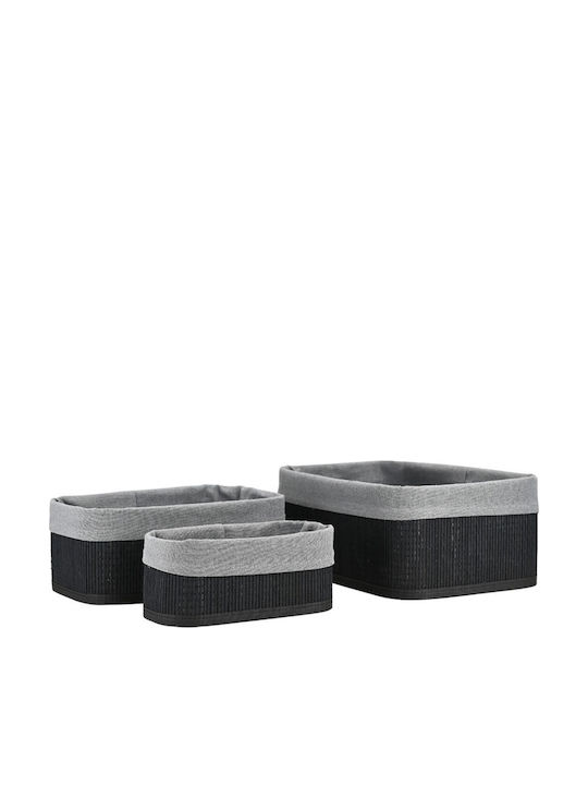 Estia Bamboo Essentials Storage Basket Bamboo Black 30.4x20.5x12.2cm 3 Pieces