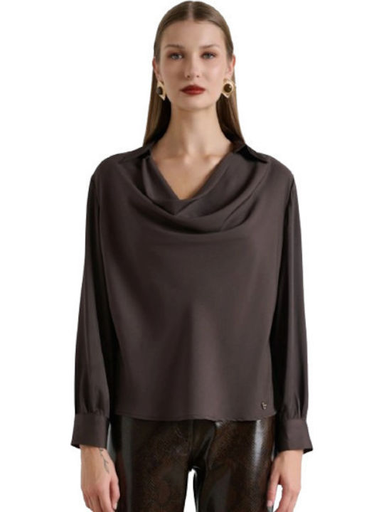 Desiree Women's Blouse Satin Long Sleeve Drape ...