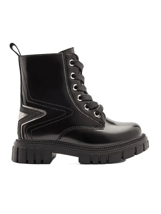 Kinderstiefel aus Lackleder mit Reißverschluss Schwarz