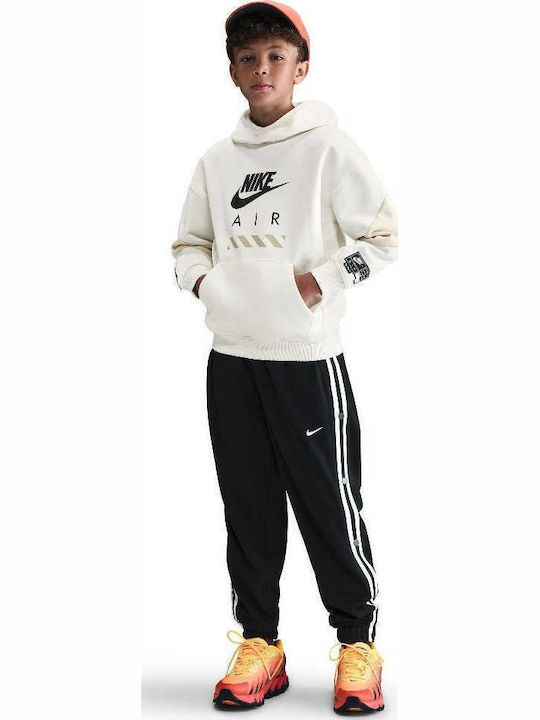 Nike Fleece Παιδικό Φούτερ με Κουκούλα και Τσέπες Λευκό