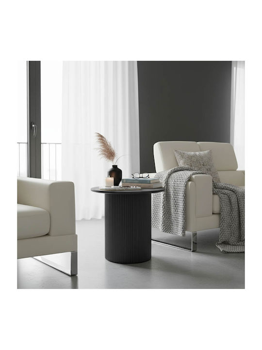 Round Side Table Dovel from Solid Wood Black L50xW50xH45cm.