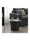 Round Side Table Dovel from Solid Wood Black L70xW70xH40cm.