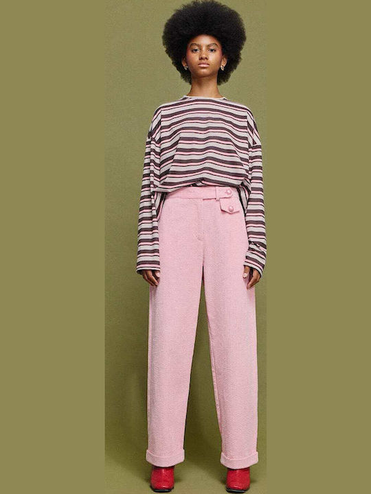 Mamoush Women's High-waisted Fabric Trousers Pink